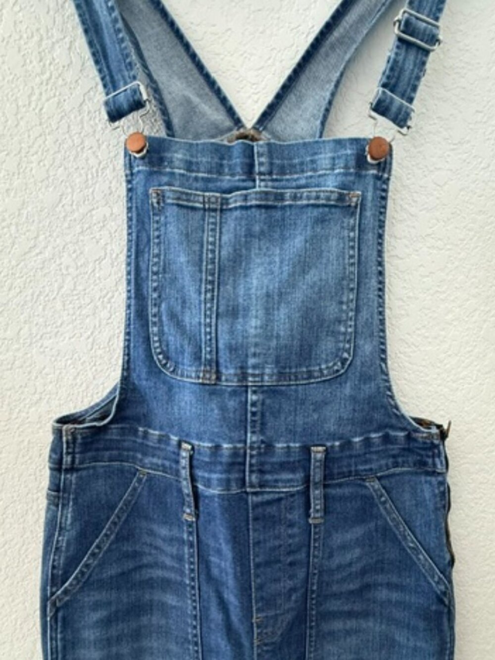 Madewell Skinny Denim Overalls Medium Wash Adjustable Strap Overalls (Medium)